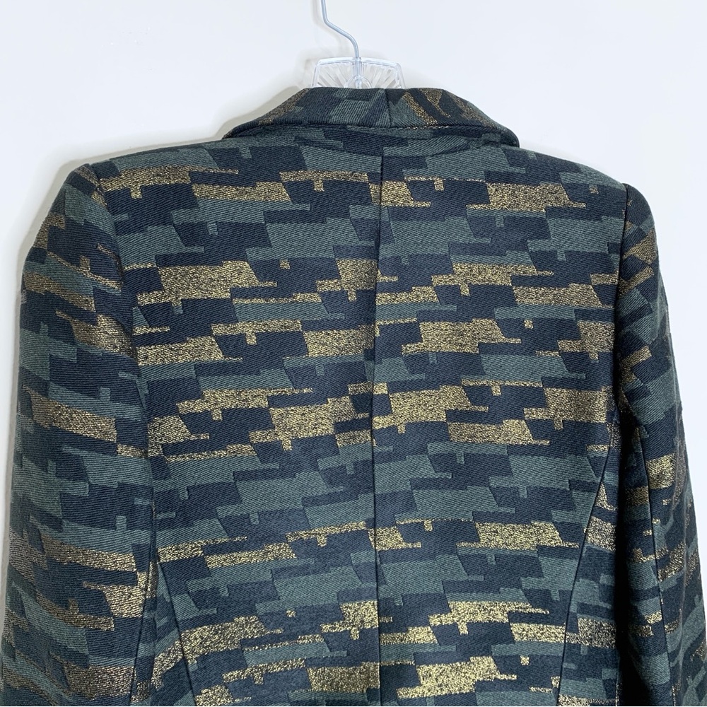 Smythe Anytime Blazer (Sz 6) Camo Jacquard Metallic Green Black Gold - Picture 14 of 16